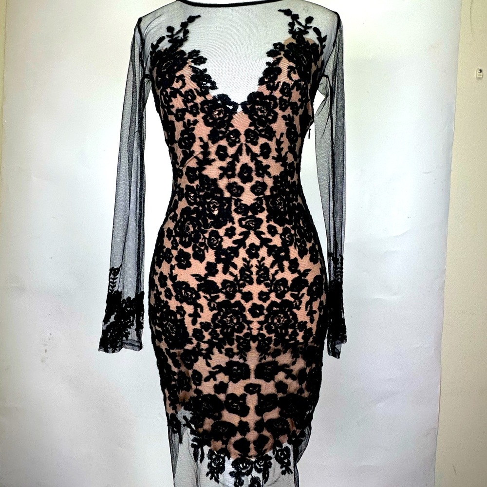 For Love and Lemons Black & Nude Lace Dress